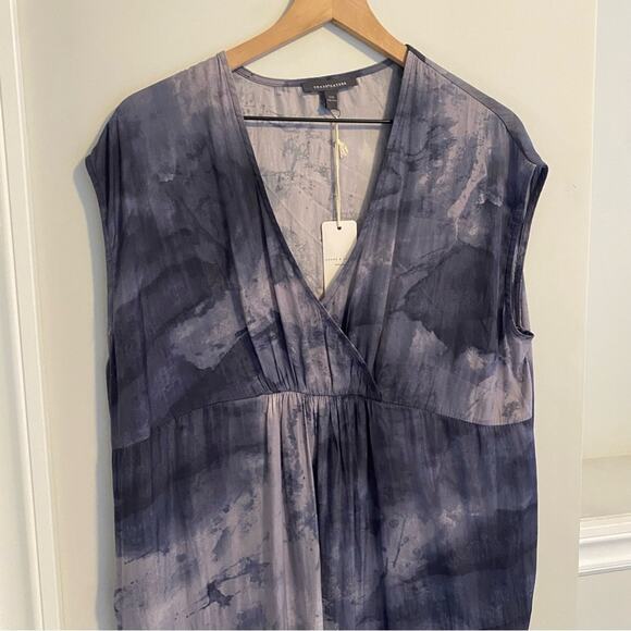 NWT Grade & Gather Blue Gray Splatter Mini Dress S/M - Picture 9 of 14